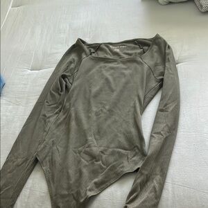 American Eagle Outfitters Green Long Sleeve Scoop Neck Bodysuit
